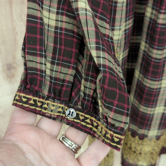 ZARA NWOT Brown Plaid Mini Dress With Pom Poms - Picture 9 of 10